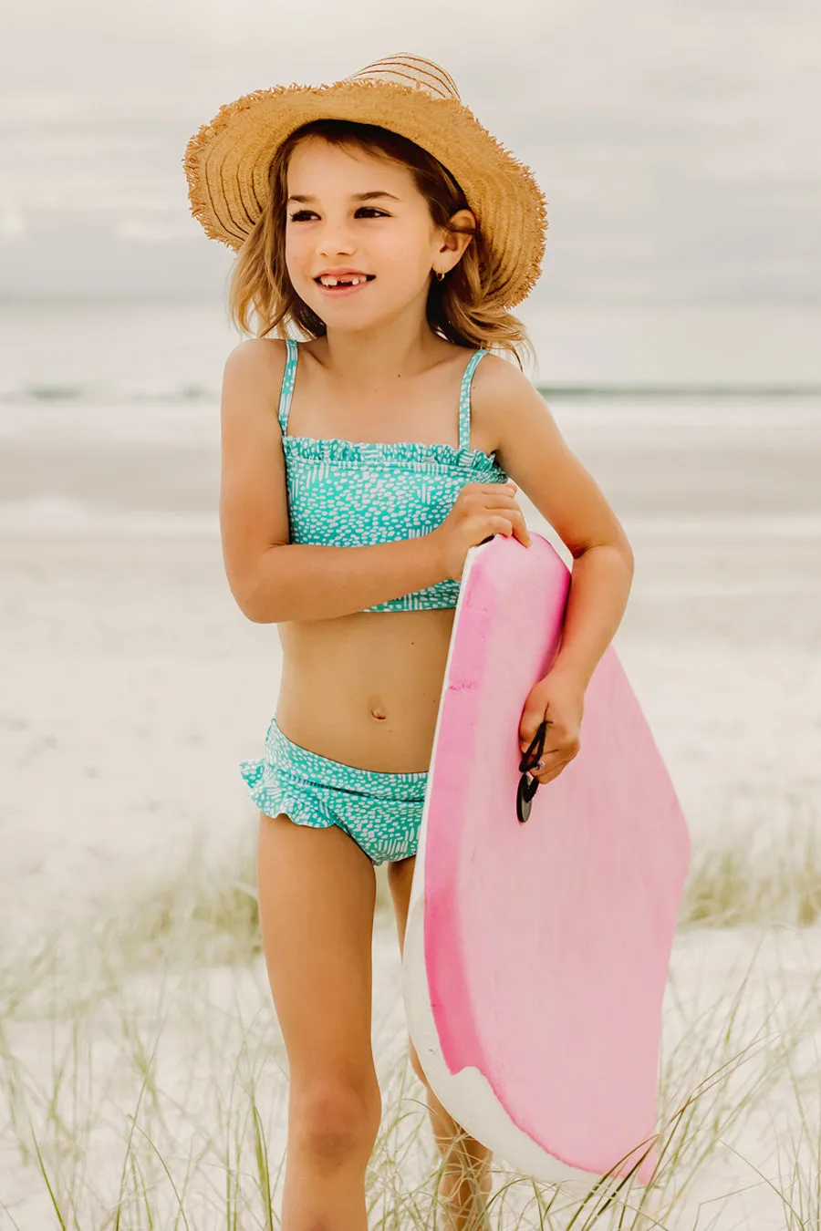 Snapper Rock Spearmint Spot Frilled Bandeau Swim Set