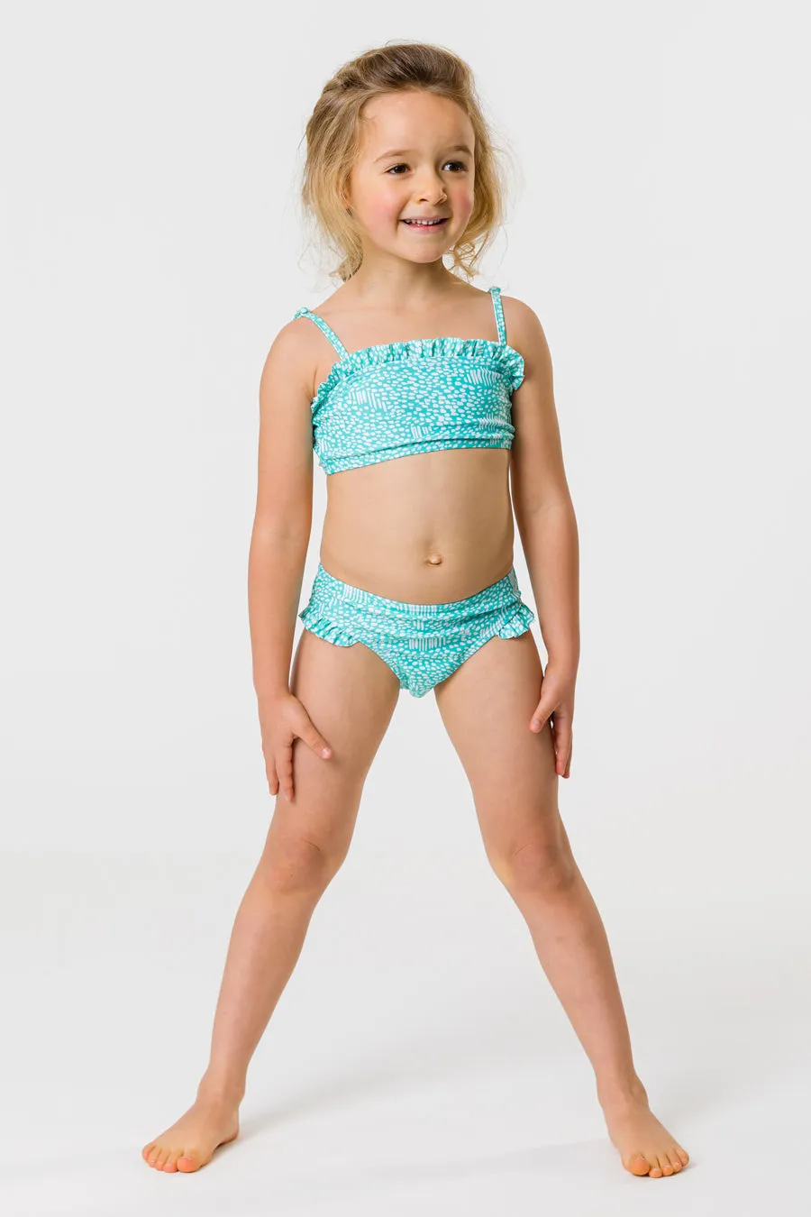 Snapper Rock Spearmint Spot Frilled Bandeau Swim Set