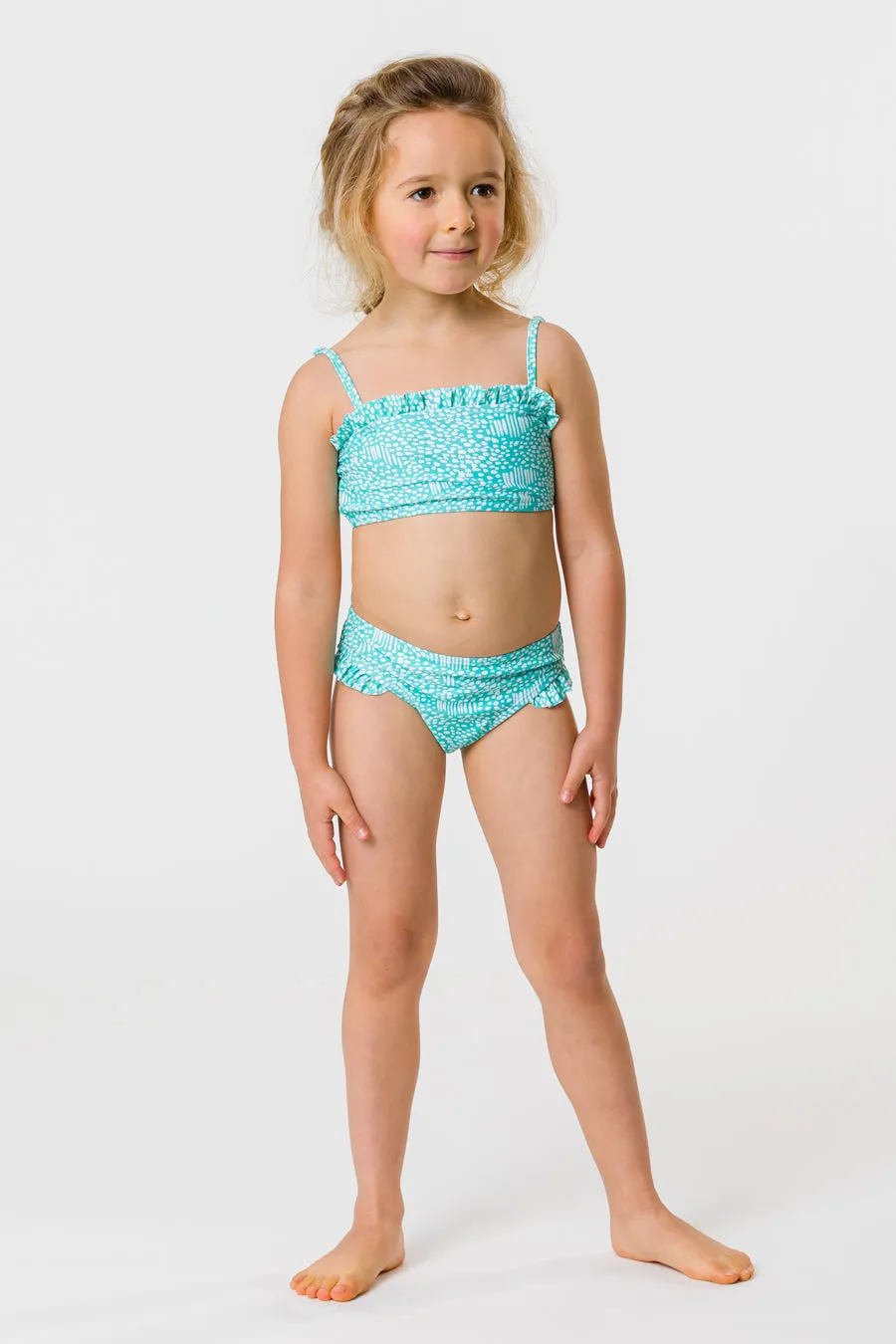 Snapper Rock Spearmint Spot Frilled Bandeau Swim Set