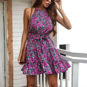 Spring/Summer Leisure Ruffle Edge Big Display Fragmented Flower Dress Holiday Dress