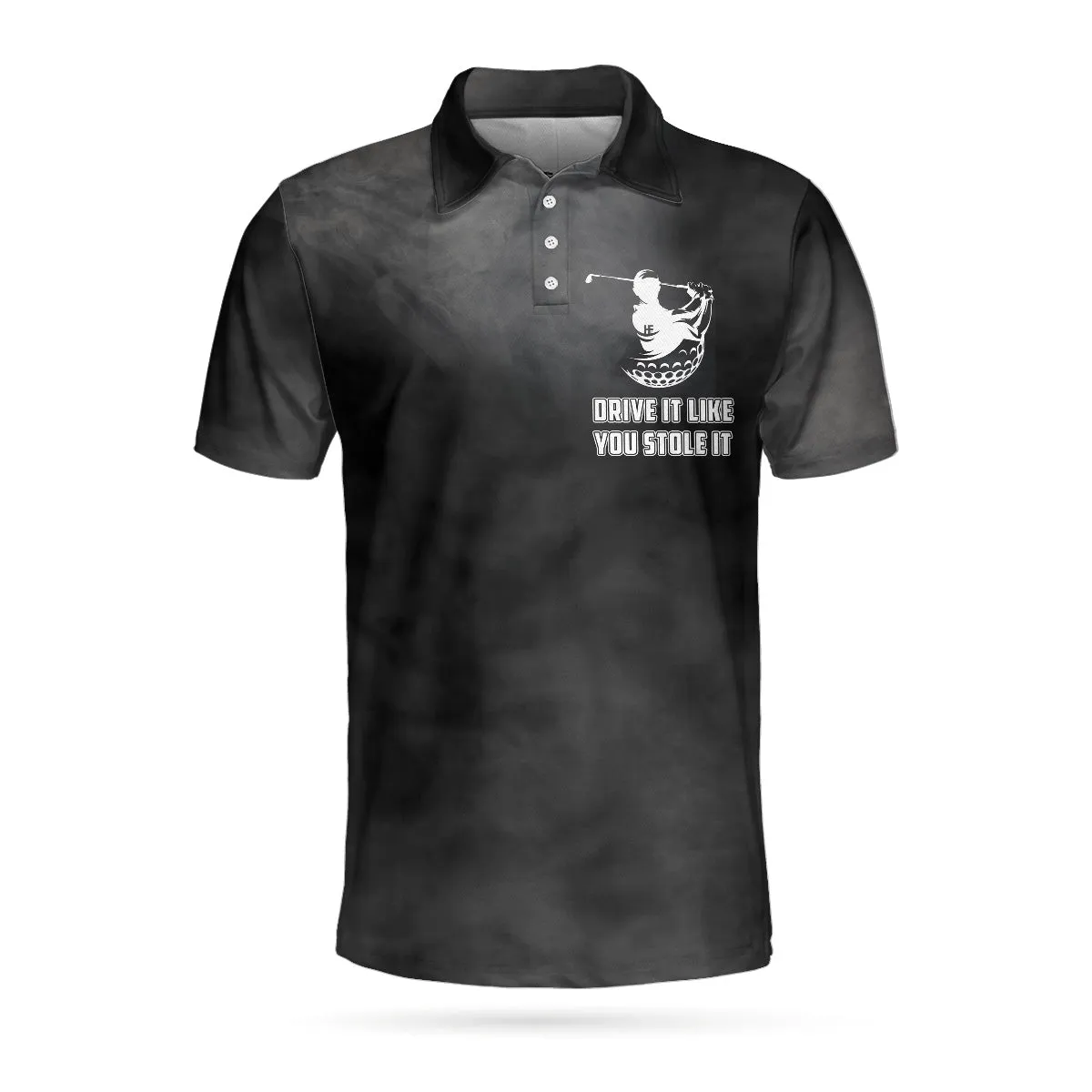 Swing Thoughts Short Sleeve Golf Polo Shirt, Black And Smoke Golfing Shirt, Funny Golf Shirt For Men Coolspod