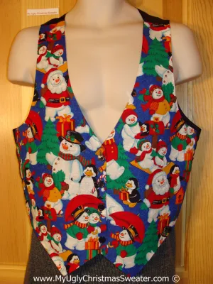 Tacky Vest with Colorful Snowmen and Tie Back  (f1221)