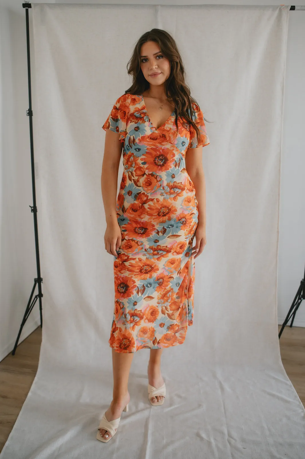 The Bright Eyed Flutter Sleeve Maxi Dress