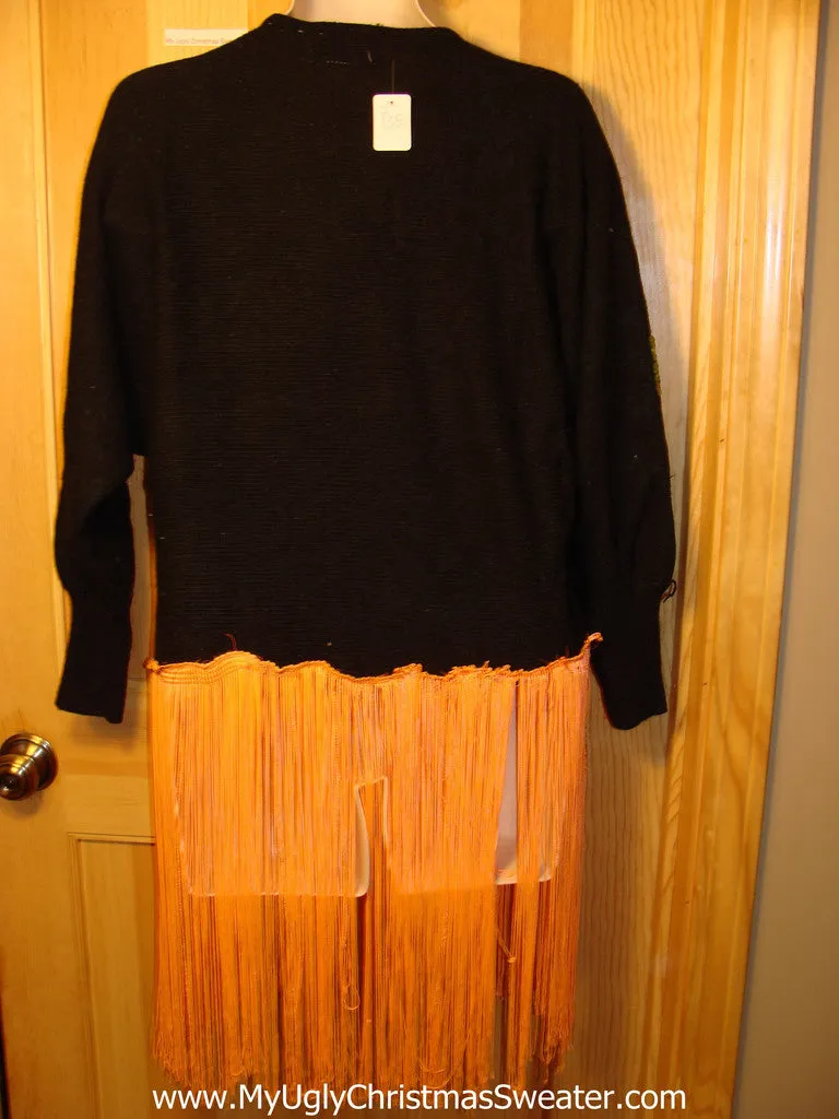 Ugly Christmas Sweater Party Hanukkah Sweater Vintage 80s Crazy Long Fringe (j135)