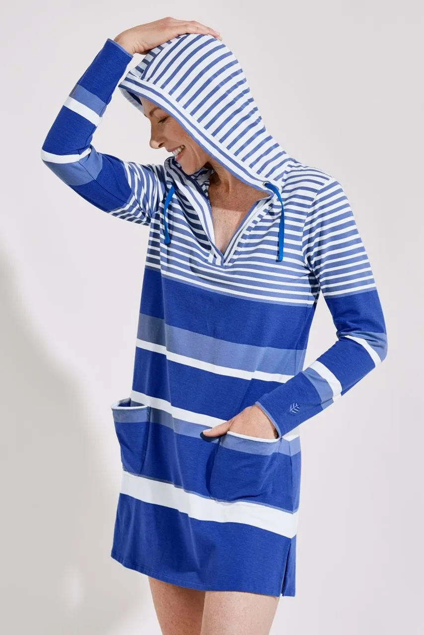 Women's Catalina Beach Cover-Up Dress  |  Aura Blue Variegated Stripe