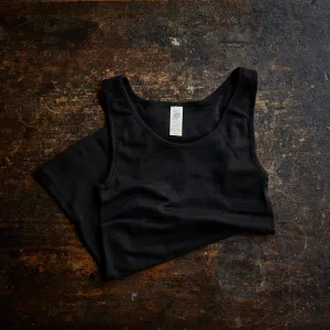 Womens Merino Wool & Silk Sleeveless Top - Black