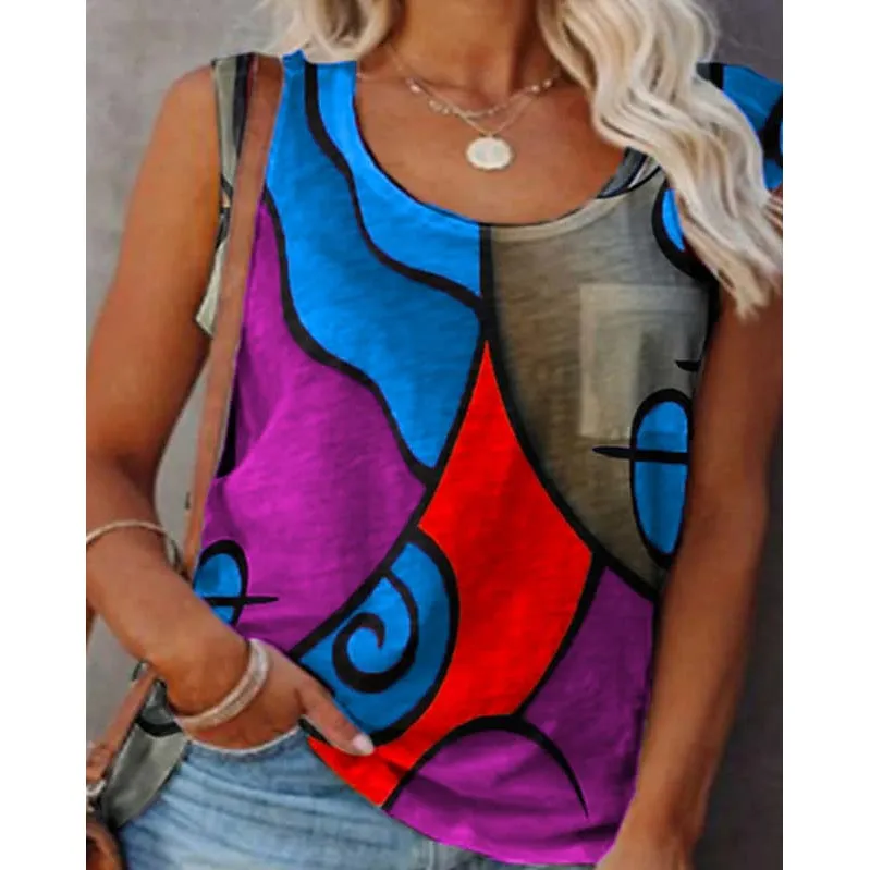 Women's Sleeveless Crew Neck Casual Top Vest