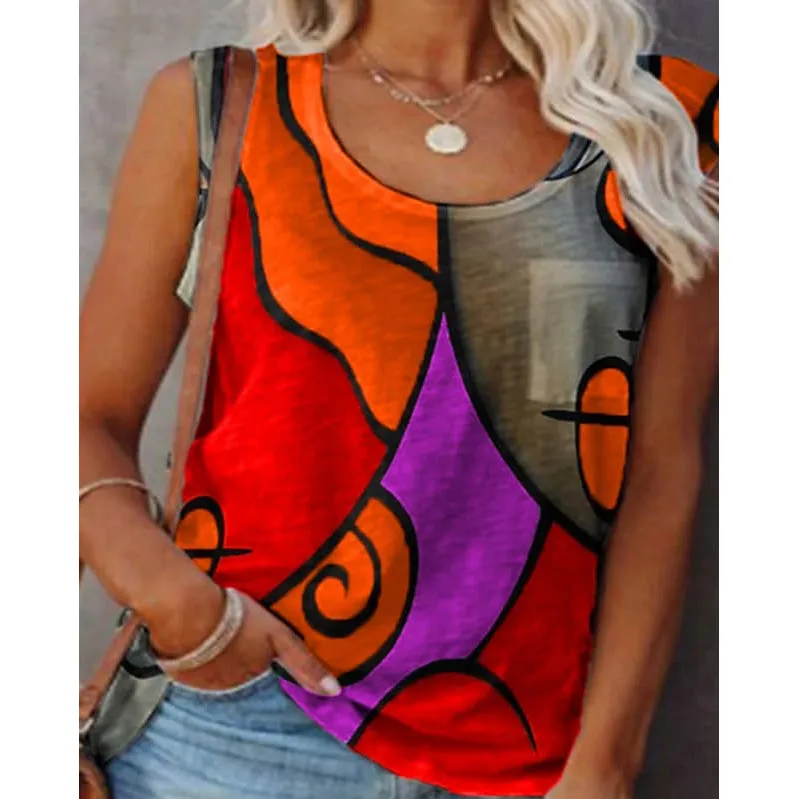 Women's Sleeveless Crew Neck Casual Top Vest