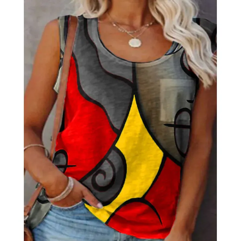 Women's Sleeveless Crew Neck Casual Top Vest