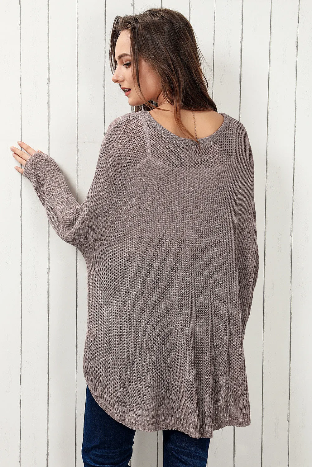 Women's Slouchy Dolman Sleeve High Low Sweater