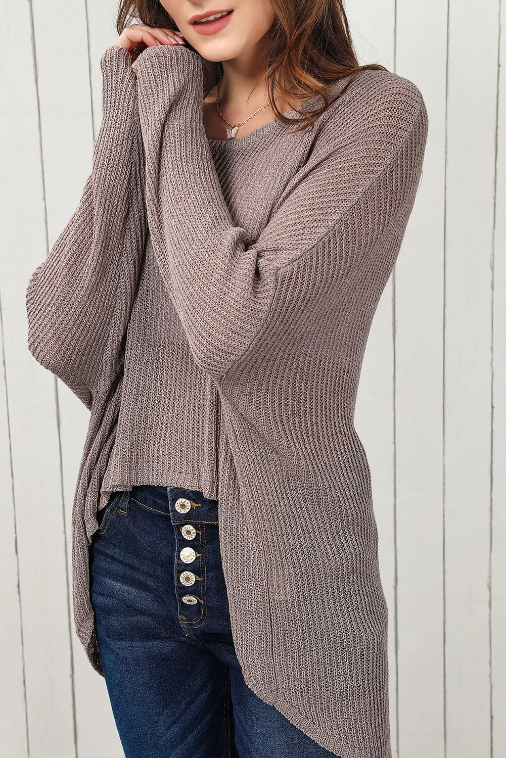 Women's Slouchy Dolman Sleeve High Low Sweater